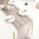 Cheesecloth Table Runner Cheese Cloth Sheer Boho Rustic Gauze 120 Inch 10FT for Wedding Party Birthday Home Decor (Dusty Pink, 1 Pack)