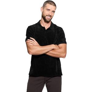 Red Noir SS Parker Velour Stripe Polo (Black, Small)