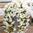 HyeFlora Bougainvillea Artificial Hanging Flowers Plants for Outdoors Winter Decoration, 2pcs Faux Bougainvillea Vines White Fake Flowers Realistic UV Resistant Silk Flowers for Outside Planter Yard