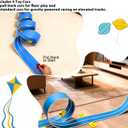 15 Ft Flexible Race Car Track (Daytona Blue) for Kids,Flex Track Starter Set Compatible with Hot Wheels and Diecast 1/64th Cars,Portable Racetrack Roll Up Race Track with 4 Racecars and Suction Cups