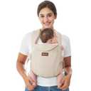 Momcozy Newborn Carrier WeeSnug- Lightweight and Cozy Comfort for 7-25 lbs, Ergonomic Cross-Back Support, Effortless to Put On, Hands-Free Baby Carrier with Lumbar Support, Khaki
