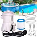 530 Gallons Above Ground Round Pool Filter Pump,HouseholdInflatable Pool FilterPump System KitCleaning Tool+ FilterCartridge,Uses Type Aor C Filter Cartridge