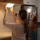 Combuh Battery Operated Ceiling Light, Rechargeable Motion Sensor Lighting with Remote, 3 Colors Waterproof Magnetic Cordless Lamp for Closet, Shower, Pantry, Garage, Hallway, 7.87Inch, Square
