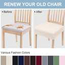 Smiry Stretch Jacquard Seat Covers for Dining Room Chairs Set of 6, Removable Washable Chair Seat Protector Slipcovers, No Rear Covers, Beige