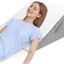 COOLBEBE Bed Wedge Pillow for Sleeping,12Inch Elevated Wedge Pillow for Sleep Apnea, 12" Foam Wedge Triangle Pad for Acid Reflux, Gerd and Snoring - Breathable Air Layer Washable Cover (White)