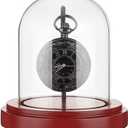 PH PandaHall 3 x 4 inch Pocket Watch Display Case Glass Watch Dome Cloche with Metal Hook Display Jar with Wood Base Display Dome Showcase for Pocket Watches Medals Collectibles Photos Father's Day