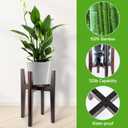 Adjustable Plant Stand with Tray,Indoor Wood Plant Stand Fit 8'' to 12'' Planter,Mid Century Modern Flower Pot Holder Rack(Plant and Pot Not Included)