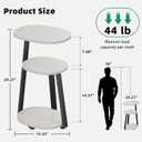 Kalrin Side Table, Small End Table with Metal Frame, 3-Tier Bedside Tables, Round Side Tables for Living Room Bedroom Couch Bathroom, Oval, White Maple