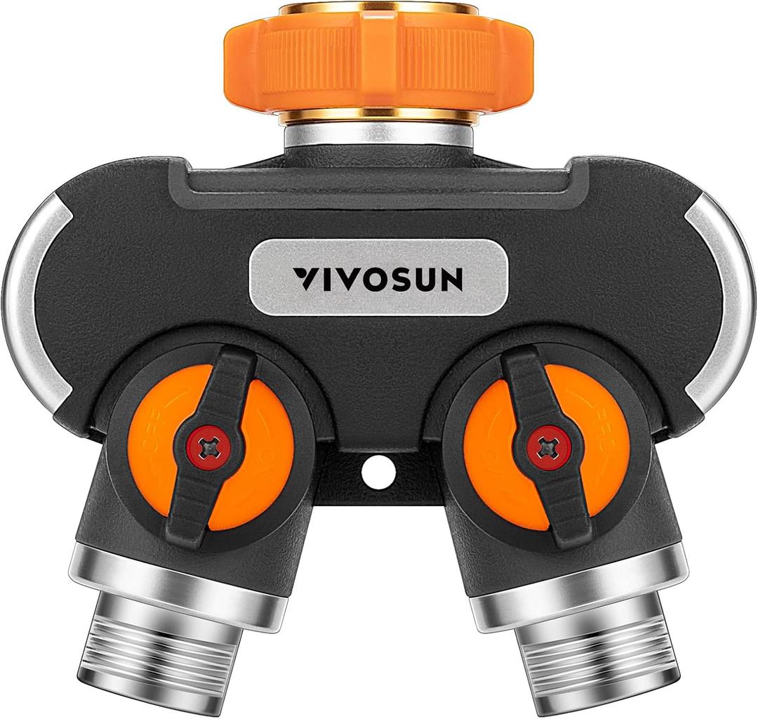VIVOSUN Garden Hose Splitter 2 Way Heavy Duty, Upgraded Highly Durable Dual Water Hose Connector, Faucet Adapter with Comfortable Rubberized Grip for Drip Irrigation, Lawns
