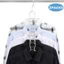 Mastom Space Saving Clothes Hangers, Multilayer Metal Hanger 2 Pack 5 in 1 Space Saver Coat Hangers, Anti-Slip Foam Padded Shirt Suit Hanger for Closet Storage Organizer