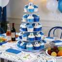 100pcs Mahjong Party Plates and Napkins Set, Blue Pink Bows Mahjong Cocktail Disposable Tableware Supplies for Gift Wedding Bridal Shower Birthday Game Night