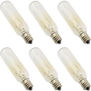 6PCS US Standard Salt Lamp Bulbs T6 110V 120V 15W E12 Miniature Bulbs Dimmable Transparent Tube Suitable for Replacement Lamps Household Appliance Lighting Salt Lamps