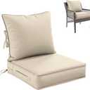 Premium Outdoor Seat Cushion Chair Cushions for Patio Furniture 19 L X 19 W X 4 H Waterproof & Fade Resistant Deep Seat and Backrest Cushion Set with Removable Covers for Chair, Sofa