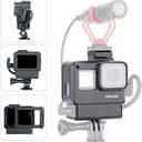 Vlogging Protective Case for GoPro Hero 7/6/5 with Cold Shoe Mount Microphone Adapter Storage W Back Door Compatible with Gopro Series Frame Housing Accessories Perfect Vlog Setup Video Filmmaking