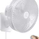 10 Inch Quiet Wall Mount Oscillating Fan with Remote & Timer, 4-Speed Portable Air Circulator for RV Indoor Use, Adjustable Tilt with 5.9ft Adapter, 90 Cooling for Home Office Bedroom Bathroom (White Frame/White Blades)