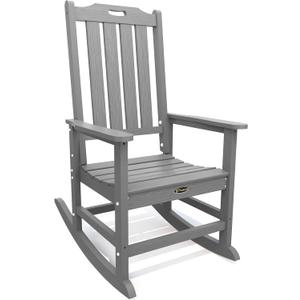 THOEOE Oversized Rocking Chair, Outdoor Rocking Chair for Adults, All Weather Resistant Porch Rocker for Lawn Garden, Grey