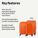 Amazon Basics 3-Piece Hardshell Spinner Luggage Set (21", 26", 30"), Expandable, Scratch-Resistant Surface, Four Multi-directional Wheels, Orange