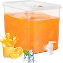 Domensi 1 Pack 2 Gallon Drink Dispenser for Fridge with Spigot Water Dispenser Leak Proof Lids Filter Screen Beverage Juice Container Sealed Plastic Lemonade Milk Cold Hot Drink Tea Jug for Party