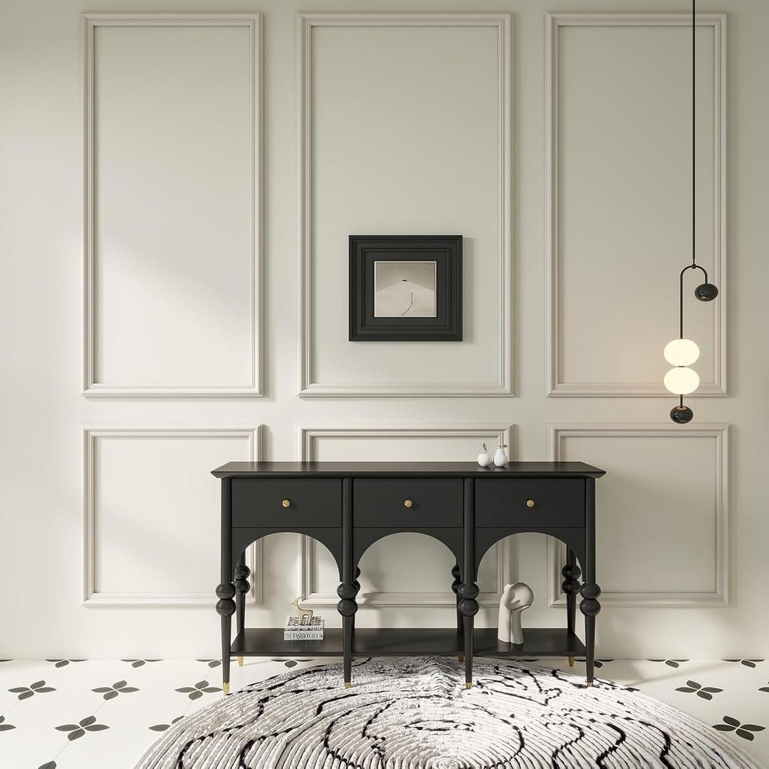 3 Sets Wall Molding Kit Pre-Cut Wainscot Wall Panel Premade Wainscoting Panels for Interior Molded Home Moulding Decoration Sectional Size 42 x 18 mm