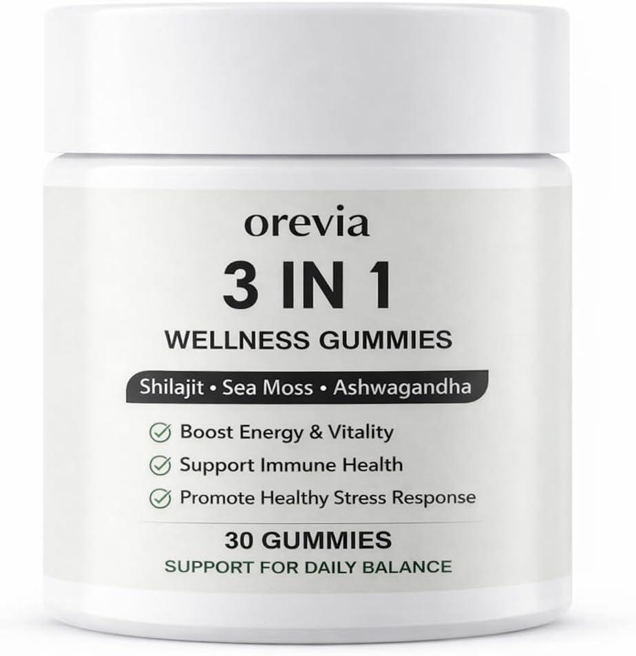 Orevia 3-in-1 Wellness Gummies, Energy & Balance Support, 30 Gummies