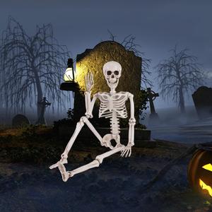 36" Halloween Posable Skeleton Decorations, 3FT Realistic Plastic Human Full Body Bones with Movable Joints Skeleton for Halloween Party Decor Haunted House Graveyard Props Indoor Outdoor