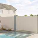 Garvee 71''x236'' Retractable Double Side Awning for Patio, Water & UV Resistant Retractable Privacy Screen, Outdoor Retractable Folding Privacy Screen Divider for Garden, Backyard, Balcony, Beige