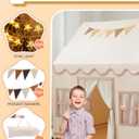 Large Kids Tent Playhouse Base Fabric with Star Lights, Flags and Tote Bags, Kids Play Tent Indoor & Outdoor, Washable Teepee Tent for Boys & Girls, Play House for Toddler, Neutral Color