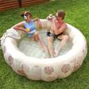SLOOSH Inflatable Swimming Pool,5.5ft x 20 Inch Full-Sized Blow Up Durable Thickened Luxury Above Ground Family Pool with Comfortable Backrest for Summer Water Party Backyard Garden Lawn,Sandy