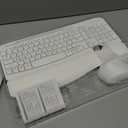 Wireless Keyboard and Mouse Combo, Wave Keys Full-Sized Ergonomic Keyboard with Cushioned Palm Rest, Phone Holder, Comfortable Natural Typing, 2.4G Cordless Set for Computer, Laptop, PC, Mac, Windows (White)