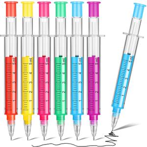Estune 100 Pcs Syringe Retractable Nurse Pens Novelty Fun Multi Colors Medical Blood Ballpoint Pens Gifts for Nursing Student School Supplies Birthdays Doctor Pretend Party Favors (Trendy Style)