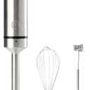 MasterChef Immersion Blender Handheld with Electric Whisk & Milk Frother Attachments, Hand Held Stainless Steel Stick Emulsifier for Making Baby Food, Soup, Puree, Cake, Cappuccino, Latte etc, 400W (3-in-1 (Pack of 1))