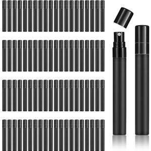 118 Pcs 10 ml Perfume Spray Bottles Plastic Refillable Fine Mist Perfume Atomizer Portable Frosted Perfumes Sprayers Mini Sample Fragrance Containers for Essential Oil, Black