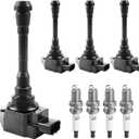Ignition Coil Packs and Spark Plugs fit for L4 1.6L Turbo Nissan Juke 2011 2012 2013 2014 2015 2016 2017 1.6, UF659, Set of 4
