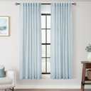 Sky Blue Curtains 63 inch Length for Bedroom Back Tab Light Filtering Semi Sheer Blue Living Room Curtains Linen Cotton Textured Drapery Panel Aesthetic Decor Light Blue 52x63