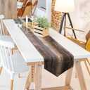 Brown and Grey Table Runner,Teal Abstract Modern Art Burlap Table Runners for Table Dresser Runner Farmhouse Style for Dinner Party Holidays Home Decoration (Brown and Grey, 13"x 91")