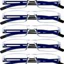 VisionGlobal 5 Pairs Reading Glasses, Blue Light Blocking Glasses, Computer Reading Glasses for Women and Men, Fashion Square Eyewear Frame (Black,+3.50 Magnification)
