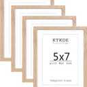 KTKDE 5x7 photo frame set 4, MDF wrapped wood grain paper frame 4x6 pad or 5x7 without pad, tempered glass, the best gift for photo frame wall or table, family or friends' wedding home decoration