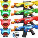 Rechargeable Laser Tag Guns Set of 4 with LED Digital Multi-Functional Vests Birthday Gifts Toys for Kids Boys Girls 8 9 10 11 12+ Years Old Christmas (Ablue/Red/Green/Yellow)