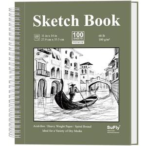 SuFly 11x14 Sketchbook, 100 Sheets Hardcover Sketch Book, 68lb/100gsm Artist Paper, Drawing Books for Teens & Art Gifts.