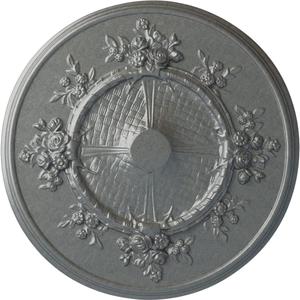 Ekena Millwork CM27FLPLS Flower Ceiling Medallion 27"OD x 1 1/8"P (Fits Canopies up to 3 7/8") Hand-Painted Platinum