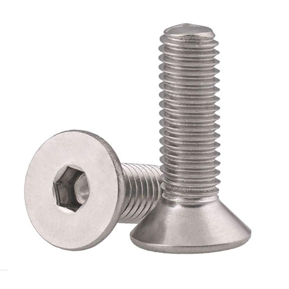 MewuDecor 1/4-20 x 1-1/2" Flat Head Socket Cap Screws Countersunk Bolts, Allen Socket Drive, Stainless Steel 18-8 (304), Bright Finish, 50 PCS