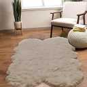 Latepis Beige Washable Rugs 4x6 Rug for Living Room Fluffy Carpet Rug Soft Shaggy Rug Faux Sheepskin Fur Rug for Bedroom Floor Rug Room Rug Home Decor Sheepskin