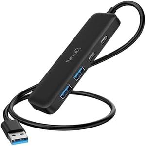 Dual USB C USB A 3.0 Hub: 4 Ports with 2* USB-C 3.0 and 2* USB-A 3.0, Ultra Slim Portable USB Splitter Adapter for Laptop, PS4, Flash Drive, HDD, Xbox, Printer, Mouse, Keyboard, Computer Accessories