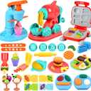 3 in 1 Color Dough Kitchen Creations Set, Ice Cream Noodle Hamburger Maker Machine, Art Crafts Food Modeling Play Toys, Deluxe Tools Kit for Boys Girls Kids Toddlers Ages 3+ (12 Colors Dough)