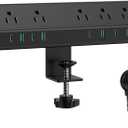 45W Fast Charging Station,Desk Clamp Power Strip,4 PD USB-C Ports,5 AC Outlets,Surge Protector Power Strip, 14AWG Heavy Duty Cord, Fits 1.9" Tabletop Edge (Black, 10 FT Cable)
