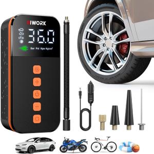 12V Air Compressor, Tire Inflator Portable Air Pump 150 PSI 12V DC Electric Inflator for Car Tires Bikes Balls Balloons and Other Inflatables with Digital Gauge and SOS Light