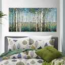 Large Birch Tree Wall Art Framed Forest Landscape Painting - Nature Wall Art for Living Room, Oversized Canvas Pictures for Wall Decor, Green Wall Decor Framed Artwork for Walls 29x58 Inches