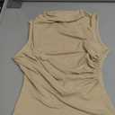 Milumia Women's Metallic Textured Ruched Mock Neck Tank Top Sleeveless Slim Fit Work Shirt Tops, Small