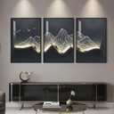 Large Framed Modern Abstract Mountain Wall Art for Living Room, 3 Piece Contemporary Minimalist Prints Paintings, Elegant Luxury Pictures for Entryway, Bedroom, Home Office Wall Decor 24x36 In, 24" W X 36" H X 3pcs
