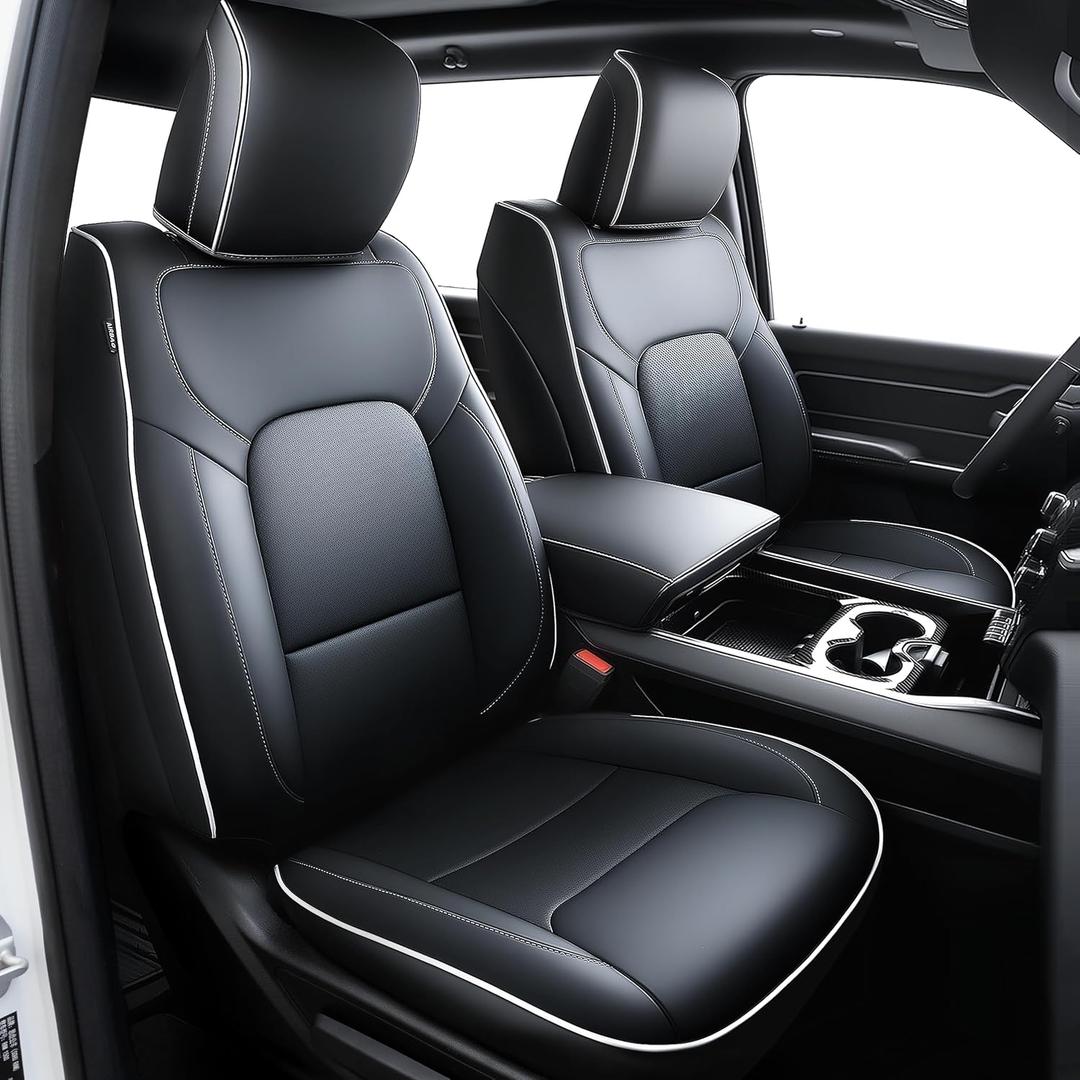 Carlimeki Premium Faux Leather Seat Covers, Fully Covered, Fit Like a Glove | Fit for Dodge RAM 1500 (2019-2026) Crew Cab - Armrest Covers Include - (A1 Size, Confirm with Fitment Guide Before Order), Size: A1 SIZE & Premium Faux Leather 